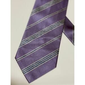 Vintage Metropolitan View 90's Men's Necktie - Tie - Purple Gray Stripe
